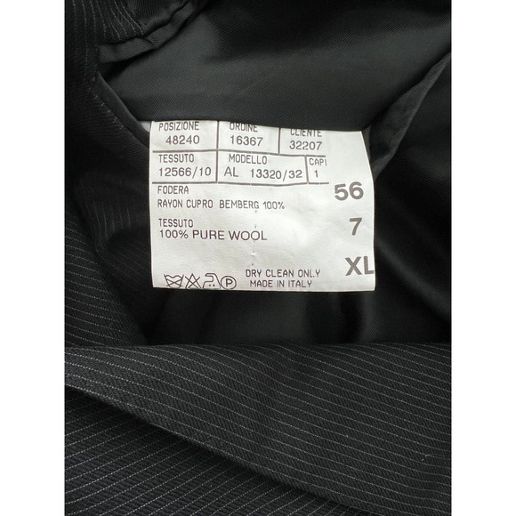 Bernini Beverly Hills Canali Wool Black Striped Suit Jacket Size 56 - Picture 11 of 11